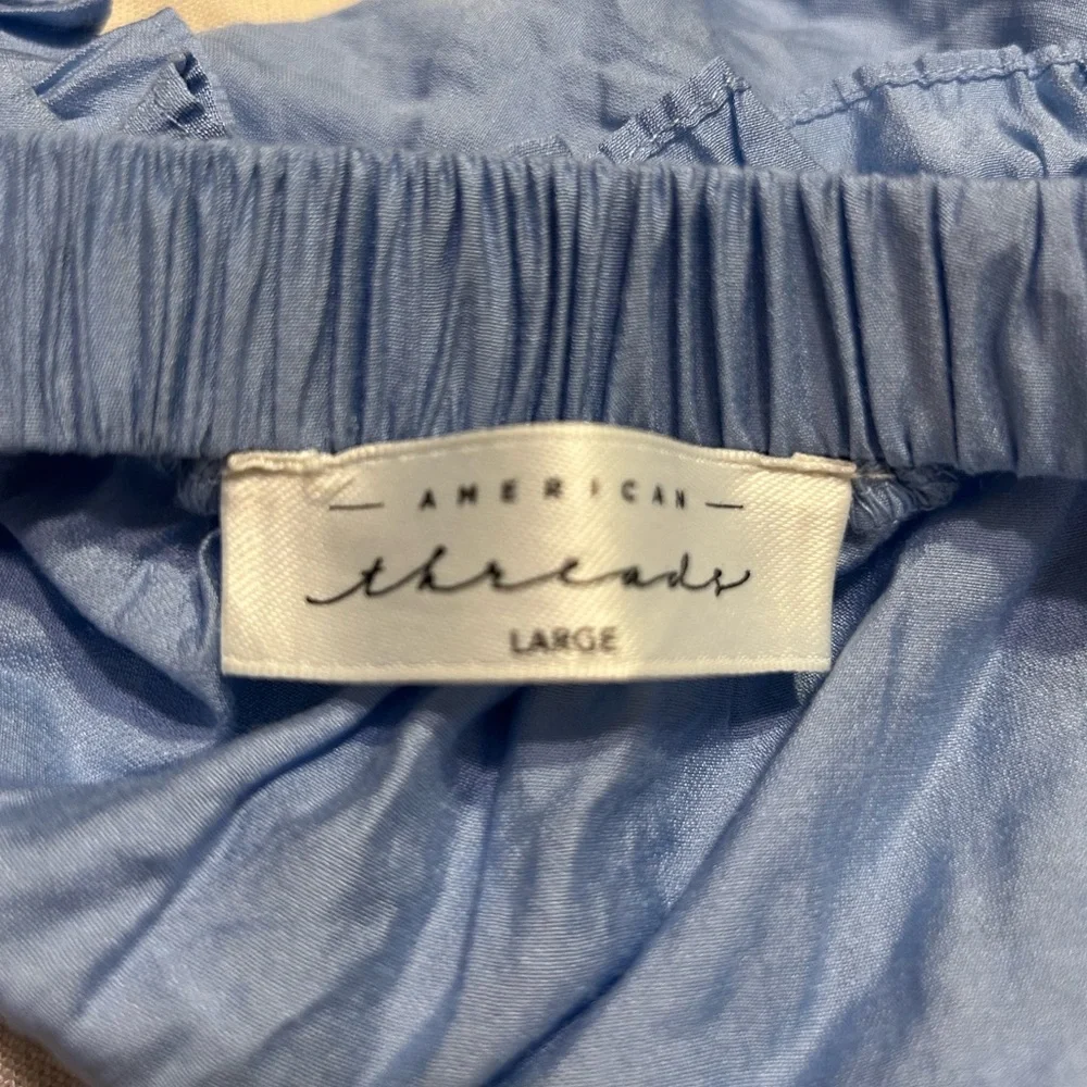 American Threads Blue Ruffled Top - Picture 4 of 6